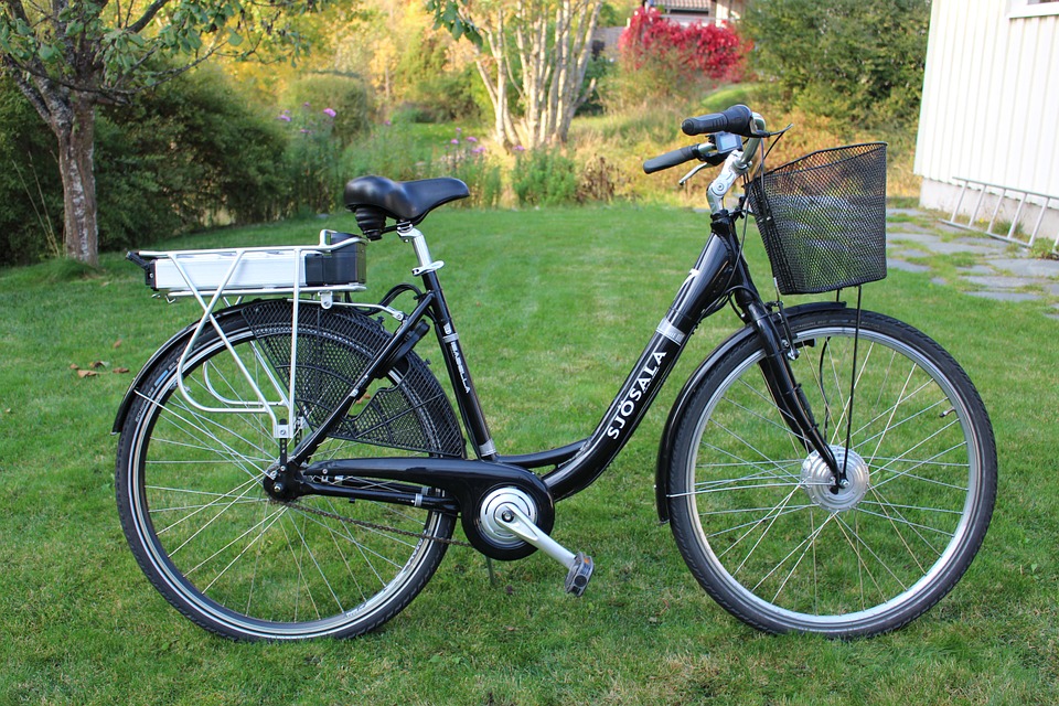 Un vélo électrique dans le jardin